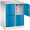 Armoire à casiers Resisto de C+P, 2 compartiments, 4 casiers, L 772 x P 640 x H 1077 mm, gris clair/bleu clair