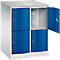 Armoire à casiers Resisto de C+P, 2 compartiments, 4 casiers, L 772 x P 640 x H 1077 mm, gris clair/bleu gentiane