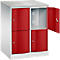 Armoire à casiers Resisto de C+P, 2 compartiments, 4 casiers, L 772 x P 640 x H 1077 mm, gris clair/rouge rubis