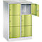 Armoire à casiers Resisto de C+P, 2 compartiments, 6 casiers, L 772 x P 540 x H 1255 mm, gris clair/rouge rubis