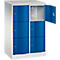 Armoire à casiers Resisto de C+P, 2 compartiments, 6 casiers, L 772 x P 540 x H 1255 mm, gris clair/vert clown