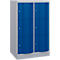 Armoire à casiers Resisto de C+P, 2 compartiments, 6 casiers, L 772 x P 640 x H 1255 mm, alu blanc/bleu gentiane