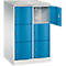Armoire à casiers Resisto de C+P, 2 compartiments, 6 casiers, L 772 x P 640 x H 1255 mm, gris clair/bleu clair