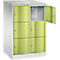 Armoire à casiers Resisto de C+P, 2 compartiments, 6 casiers, L 772 x P 640 x H 1255 mm, gris clair/vert clown