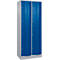 Armoire à casiers Resisto de C+P, 2 compartiments, 8 casiers, L 772 x P 540 x H 1950 mm, alu blanc/bleu gentiane