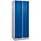 Armoire à casiers Resisto de C+P, 2 compartiments, 8 casiers, L 772 x P 640 x H 1950 mm, alu blanc/bleu gentiane
