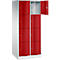 Armoire à casiers Resisto de C+P, 2 compartiments, 8 casiers, L 772 x P 640 x H 1950 mm, gris clair/bleu gentiane