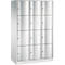 Armoire à casiers Resisto de C+P, 3 compartiments, 12 casiers, L 1148 x P 540 x H 1950 mm, gris clair/rouge rubis