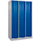 Armoire à casiers Resisto de C+P, 3 compartiments, 12 casiers, L 1148 x P 640 x H 1950 mm, alu blanc/bleu gentiane