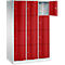 Armoire à casiers Resisto de C+P, 3 compartiments, 12 casiers, L 1148 x P 640 x H 1950 mm, gris clair/bleu clair