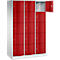 Armoire à casiers Resisto de C+P, 3 compartiments, 15 casiers, L 1148 x P 540 x H 1950 mm, gris clair
