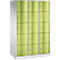 Armoire à casiers Resisto de C+P, 3 compartiments, 15 casiers, L 1148 x P 640 x H 1950 mm, gris clair/bleu gentiane