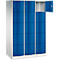 Armoire à casiers Resisto de C+P, 3 compartiments, 15 casiers, L 1148 x P 640 x H 1950 mm, gris clair/rouge rubis