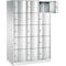 Armoire à casiers Resisto de C+P, 3 compartiments, 15 casiers, L 1148 x P 640 x H 1950 mm, gris clair/vert clown