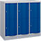 Armoire à casiers Resisto de C+P, 3 compartiments, 6 casiers, L 1148 x P 540 x H 1077 mm, alu blanc/bleu gentiane