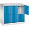 Armoire à casiers Resisto de C+P, 3 compartiments, 6 casiers, L 1148 x P 540 x H 1077 mm, gris clair/bleu clair