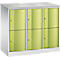 Armoire à casiers Resisto de C+P, 3 compartiments, 6 casiers, L 1148 x P 540 x H 1077 mm, gris clair/rouge rubis