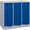 Armoire à casiers Resisto de C+P, 3 compartiments, 6 casiers, L 1148 x P 640 x H 1077 mm, alu blanc/bleu gentiane