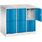 Armoire à casiers Resisto de C+P, 3 compartiments, 6 casiers, L 1148 x P 640 x H 1077 mm, gris clair/bleu gentiane