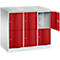 Armoire à casiers Resisto de C+P, 3 compartiments, 6 casiers, L 1148 x P 640 x H 1077 mm, gris clair/vert clown