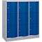 Armoire à casiers Resisto de C+P, 3 compartiments, 9 casiers, L 1148 x P 540 x H 1255 mm, alu blanc/bleu gentiane