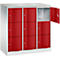 Armoire à casiers Resisto de C+P, 3 compartiments, 9 casiers, L 1148 x P 540 x H 1255 mm, gris clair/rouge rubis