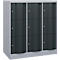 Armoire à casiers Resisto de C+P, 3 compartiments, 9 casiers, L 1148 x P 640 x H 1255 mm, alu blanc/gris anthracite