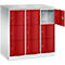 Armoire à casiers Resisto de C+P, 3 compartiments, 9 casiers, L 1148 x P 640 x H 1255 mm, gris clair/rouge rubis