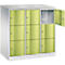 Armoire à casiers Resisto de C+P, 3 compartiments, 9 casiers, L 1148 x P 640 x H 1255 mm, gris clair/vert clown