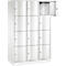 Armoire à casiers verrouillables Resisto de C+P, 3 compartiments, 12 casiers, L 1148 x P 540 x H 1950 mm, blanc trafic