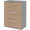 Armoire à dossiers suspendus BARI, 3 tiroirs, verrouillage central, l. 819 x P 430 x H 1117 mm, coloris chêne/gris moyen