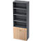 Armoire à étagères TOPAS LINE, 4 HC Étagère/2 HC Portes, graphite/chêne