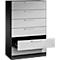 Armoire à fiches, 3 voies pour A5 horizontal, 6 tiroirs avec extension totale &amp; poignées en forme d'étrier, fermeture centrale, L 800 x P 435 x H 1298 mm, gris noir/argenté
