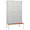 Armoire à linge, 6 compartiments, avec banquette, 6 compartiments, avec portes en Z, serrure à cylindre, gris clair
