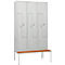 Armoire à linge, 6 compartiments, avec banquette, 6 compartiments, avec portes en Z, verrou tournant, gris clair