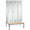 Armoire à linge avec banquette, 3 compartiments, serrure à cylindre, gris clair/gris clair