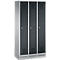 Armoire à linge avec base, 3 compartiments, serrure à cylindre, aluminium/anthracite blanc