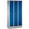 Armoire à linge avec base ,3 compartiments, serrure à cylindre, aluminium blanc/bleu azur