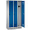 Armoire à linge avec base, 3 compartiments, verrou de sécurité, aluminium blanc/bleu azur