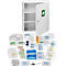 Armoire à pharmacie en métal, l. 400 x P 110 x H 455 mm, , avec contenu conforme à la norme DIN 13169, gris clair