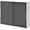 Armoire à porte coulissante BARI, 4 tablettes, serrure, avec cloison médiane, l. 1200 x P 430 x H 1117 mm, blanc/anthracite