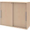 Armoire à porte coulissante BARI, 4 tablettes, serrure, avec cloison médiane, l. 1200 x P 430 x H 1117 mm, coloris érable