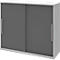 Armoire à porte coulissante BARI, 4 tablettes, serrure, avec cloison médiane, l. 1200 x P 430 x H 1117 mm, gris clair/anthracite