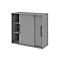 Armoire à porte coulissante BARI, 4 tablettes, serrure, avec cloison médiane, l. 1200 x P 430 x H 1117 mm, gris moyen/gris moyen