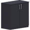 Armoire à portes battantes BEXXSTAR, en bois, 2 hauteurs de classeur, l. 800 x P 445 x H 825 mm, noir