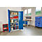 Armoire à portes battantes - en acier – l. 916 x P 422 x H 1950 mm - 5 HC - 4 tablettes – verrouillable - gris clair RAL 7035/bleu gentiane RAL 5010