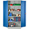 Armoire à portes battantes - en acier – l. 916 x P 422 x H 1950 mm - 5 HC - 4 tablettes – verrouillable - gris clair RAL 7035/bleu gentiane RAL 5010