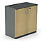 Armoire à portes battantes NEVADA - en bois - l. 800 x P 445 x H 825 mm - 2 HC - gris foncé et chêne