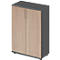 Armoire à portes battantes TETRIS WOOD – l. 800 x P 421 x H 1160 mm (hauteur patins inclus) - 3 HC - graphite et décor chêne - notre marque Schäfer Shop Genius