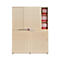 Armoire à portes coulissantes, surface acoustique, l. 1600 mm, 6 HC, coloris érable